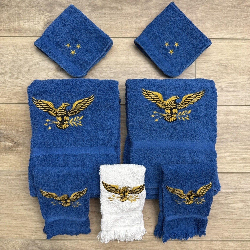Vintage American Eagle Embroidered Towels Set‎ Patriotic American